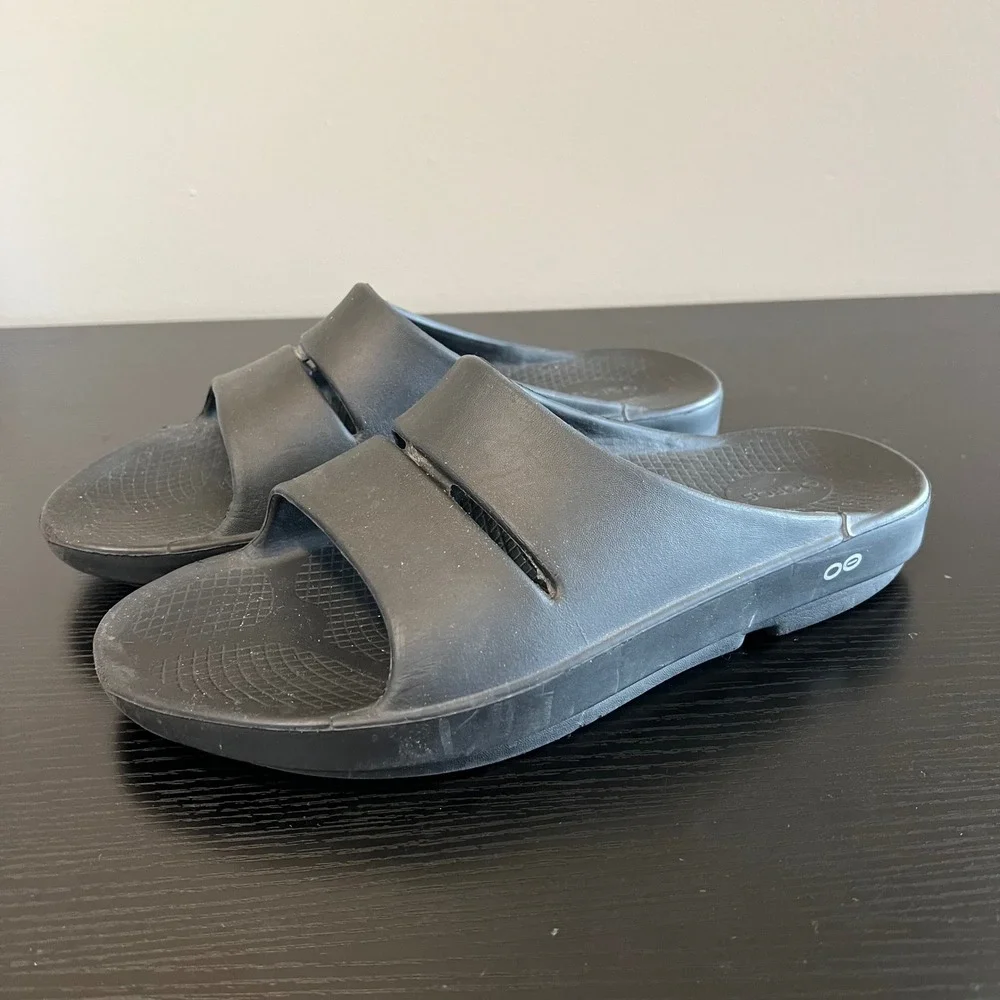 OOFOS OOahh Sport Recovery Slides Black Men's 12 Sandals